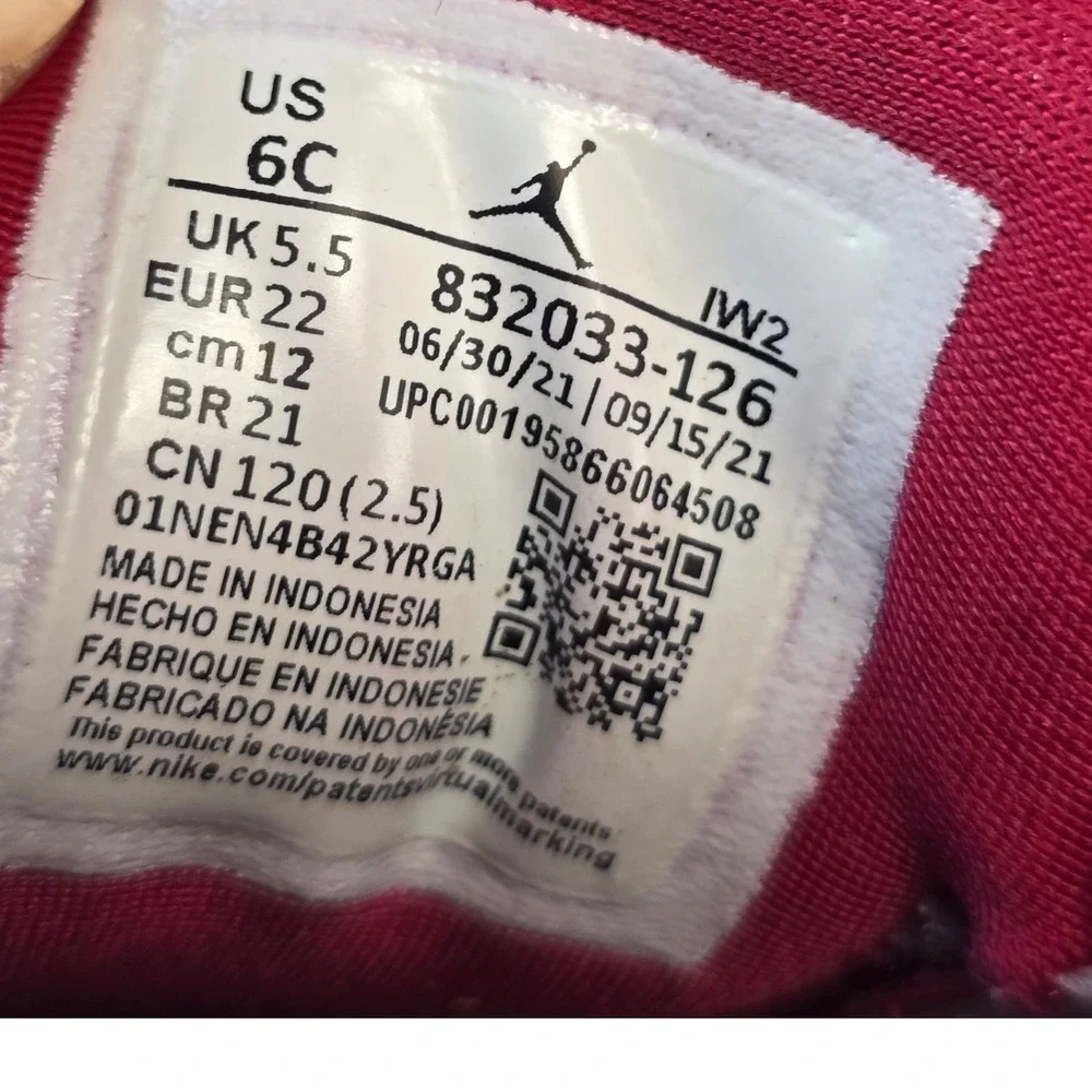 Jordan 3 Retro Cardinal Red Toddler Sneakers White Red 832033-126 Size 6C